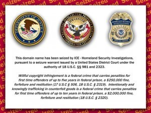 DHS/ICE 沒收網域的恐嚇頁面