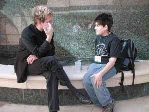 14 歲的 Aaron Swartz 跟 Lawrence Lessig 聊天