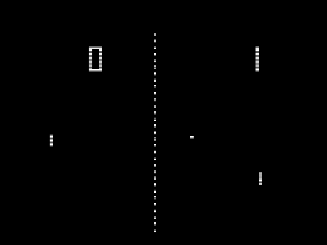 《乓》是一個模擬乒乓球比賽的2D體育遊戲。圖片來源：維基百科