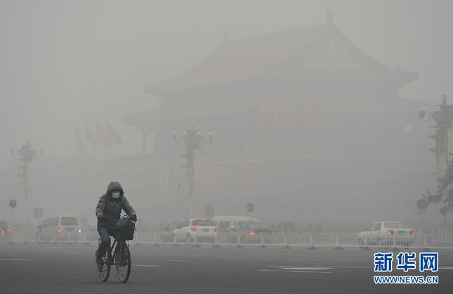 2013年1月北京爆發的極重度污染事件。圖片來源：新華網