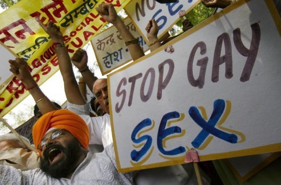 2009年時，在印度首都新德里舉行的反同遊行。圖片來源：ibtimes.com