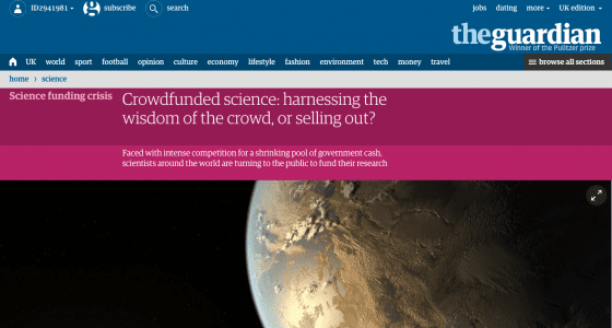 Crowdfunded science  harnessing the wisdom of the crowd, or selling out    Science   The Guardian