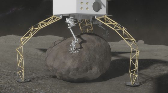 美國航太總署將出動機械手臂，把巨石從小行星表面帶往月球軌道  source：wikimedia