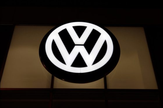 A nighttime view of the logo for Volkswagen (VW) of Manhattan (at 802 11th Avenue between 55th and 56th Streets), Midtown West, Manhattan, New York, May 27, 2013. (Photo by Oliver Morris/Getty Images)