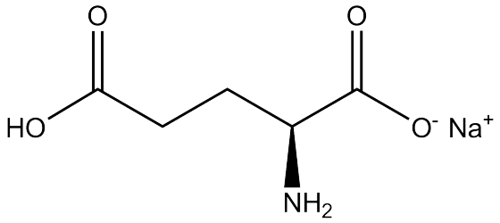 味精（麩胺酸鈉，monosodium glutamate）的結構式。