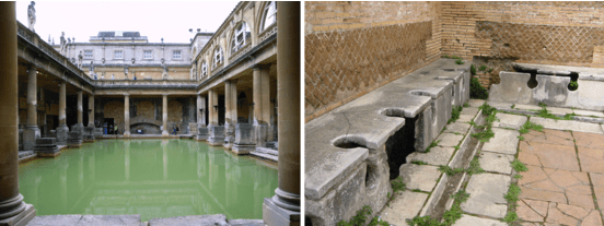 羅馬時期的建築，左為浴池，右為公共廁所。Rome from wikimedia 