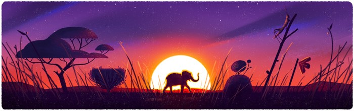 Grasslands and Elephant.（草原和非洲象） source:Google Doodle