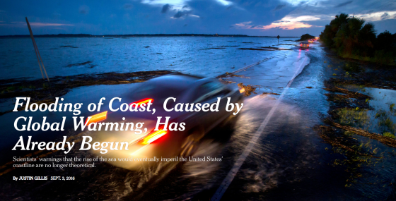 紐約時報今年九月針對海平面上升淹沒海岸的專題報導 http://www.nytimes.com/2016/09/04/science/flooding-of-coast-caused-by-global-warming-has-already-begun.html?_r=0