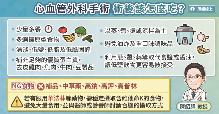 心血管外科手術 術後該怎麼吃?