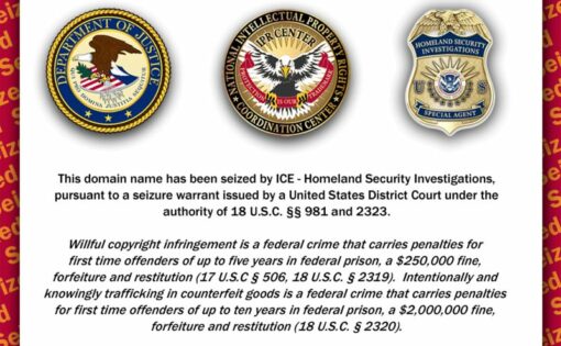 DHS/ICE 沒收網域的恐嚇頁面