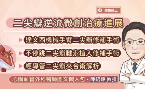 二尖瓣逆流微創治療進展，達文西機械手臂二尖瓣修補手術、不停跳二尖瓣腱索植入修補手術、經導管二尖瓣夾合術解析，心臟血管外科醫師圖文懶人包